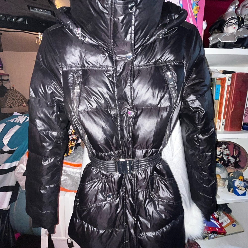 Michael Kors Belted Black Puffer Coat